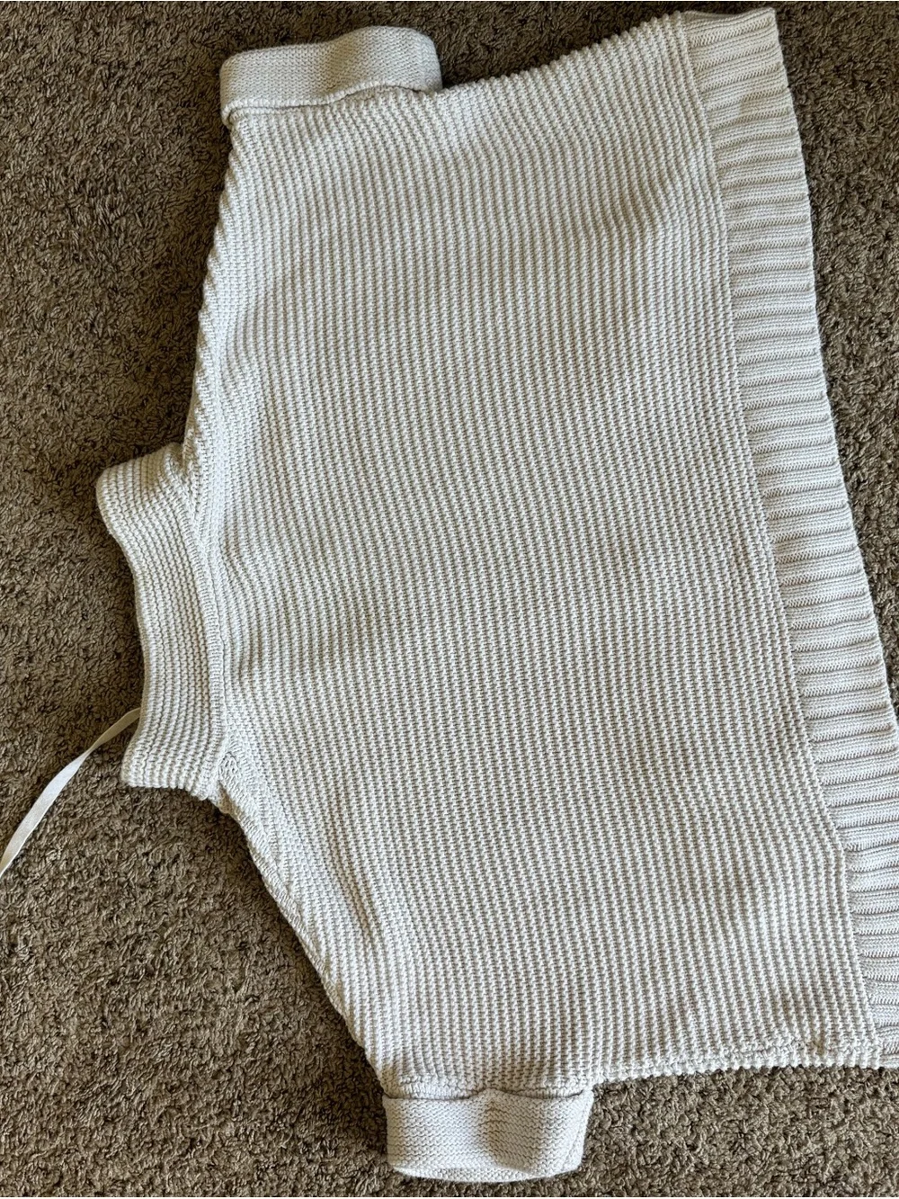 REPEAT Cream Knit Zip-Front Short Sleeve Cardigan O/S - Picture 6 of 7